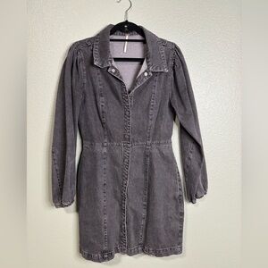 Free People Charcoal Long Sleeve Denim Dress